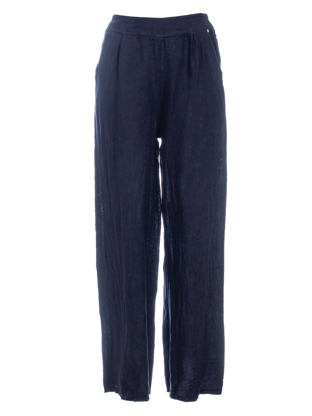 PANTALONE PALAZZO ELASTICO VITA, 3TG  - NAVY BLU